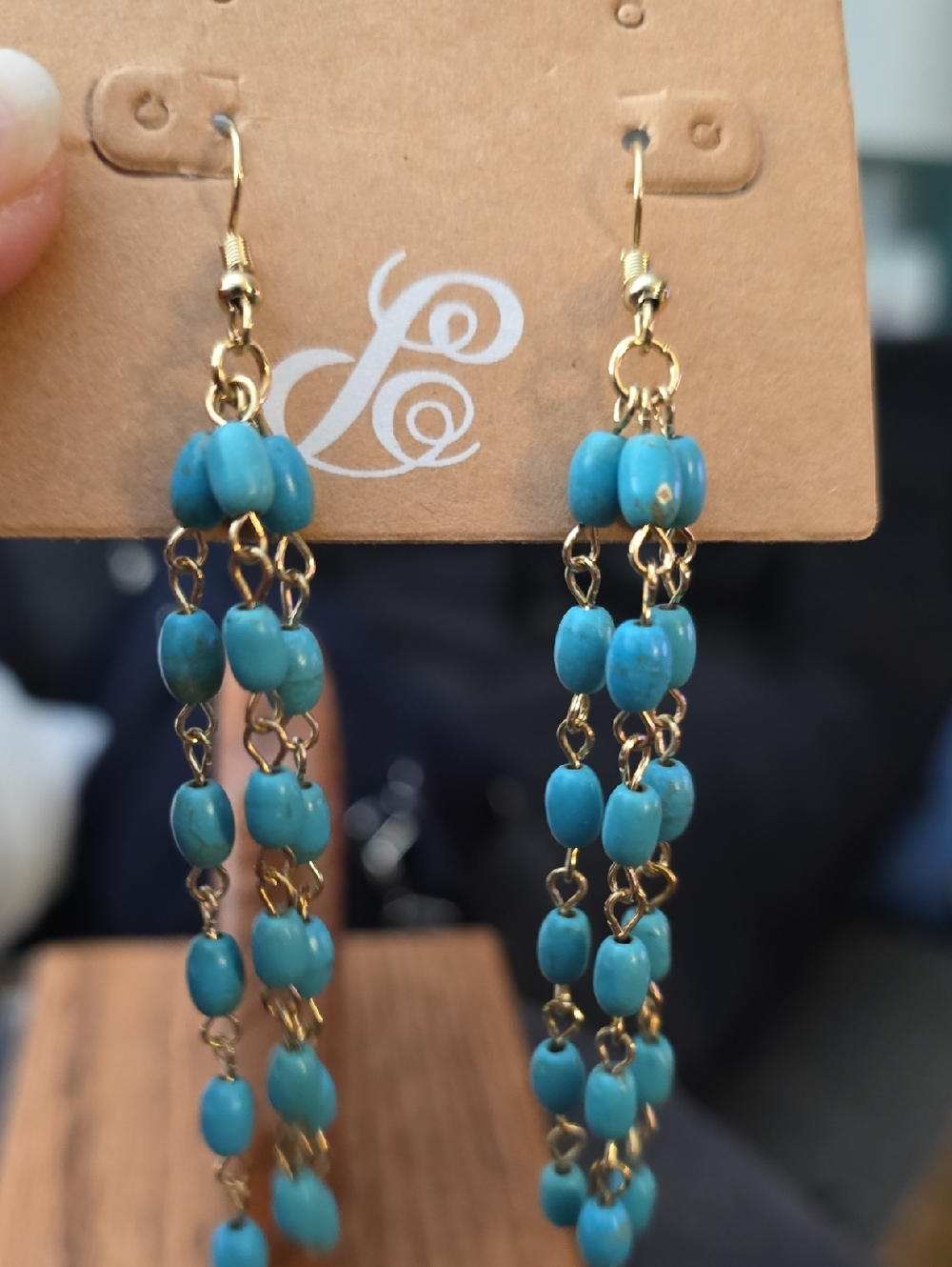 Blue Bead Drop Earrings
